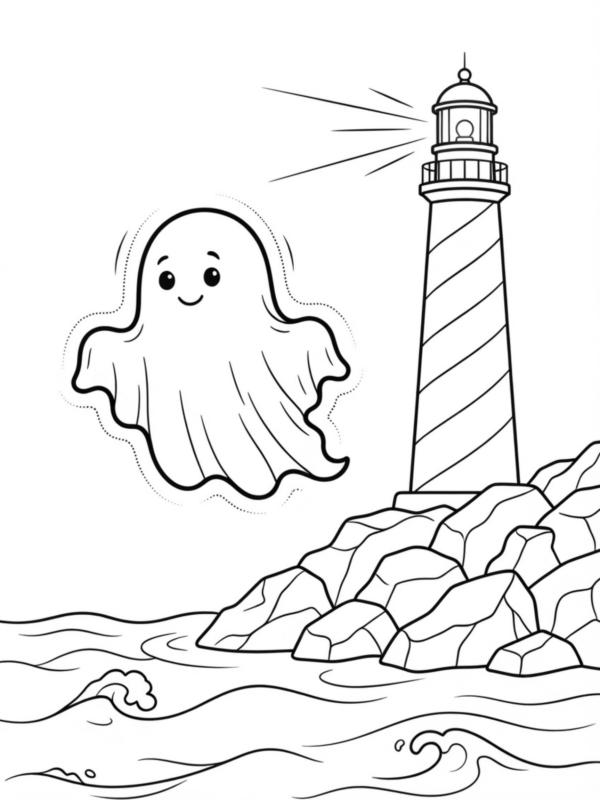 Ghost Flying Past a Lighthouse