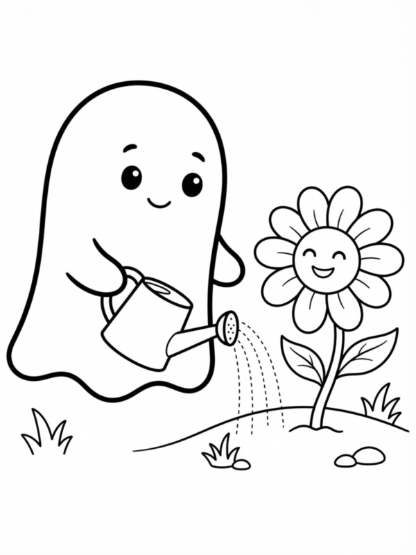 Ghost Watering a Flower