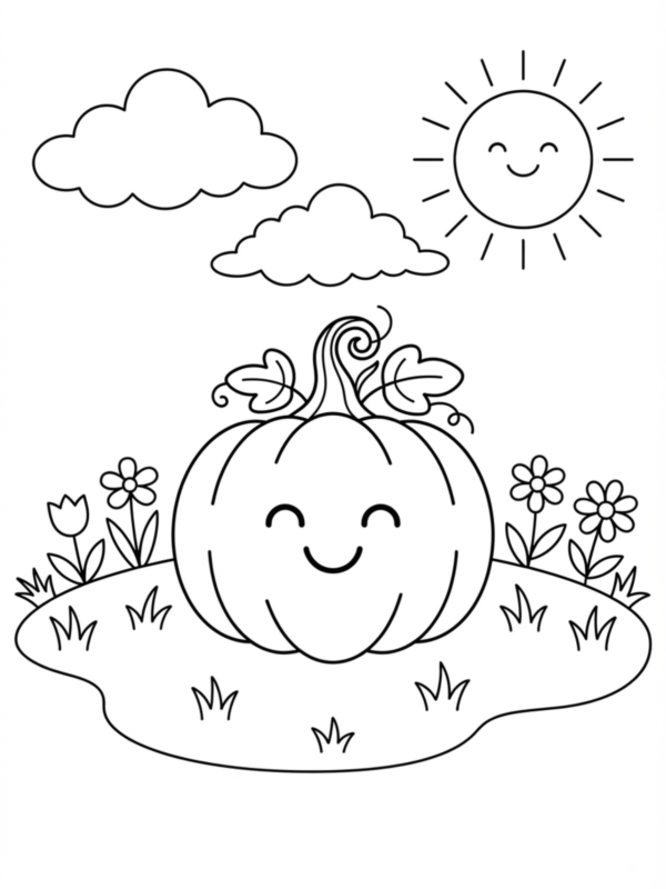 Happy Pumpkin in the Garden