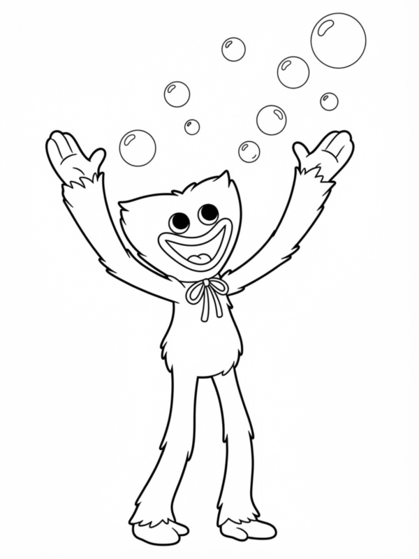 Huggy Wuggy Chasing Bubbles