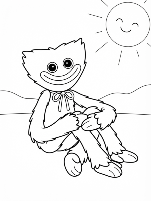 Huggy Wuggy Sitting and Relaxing