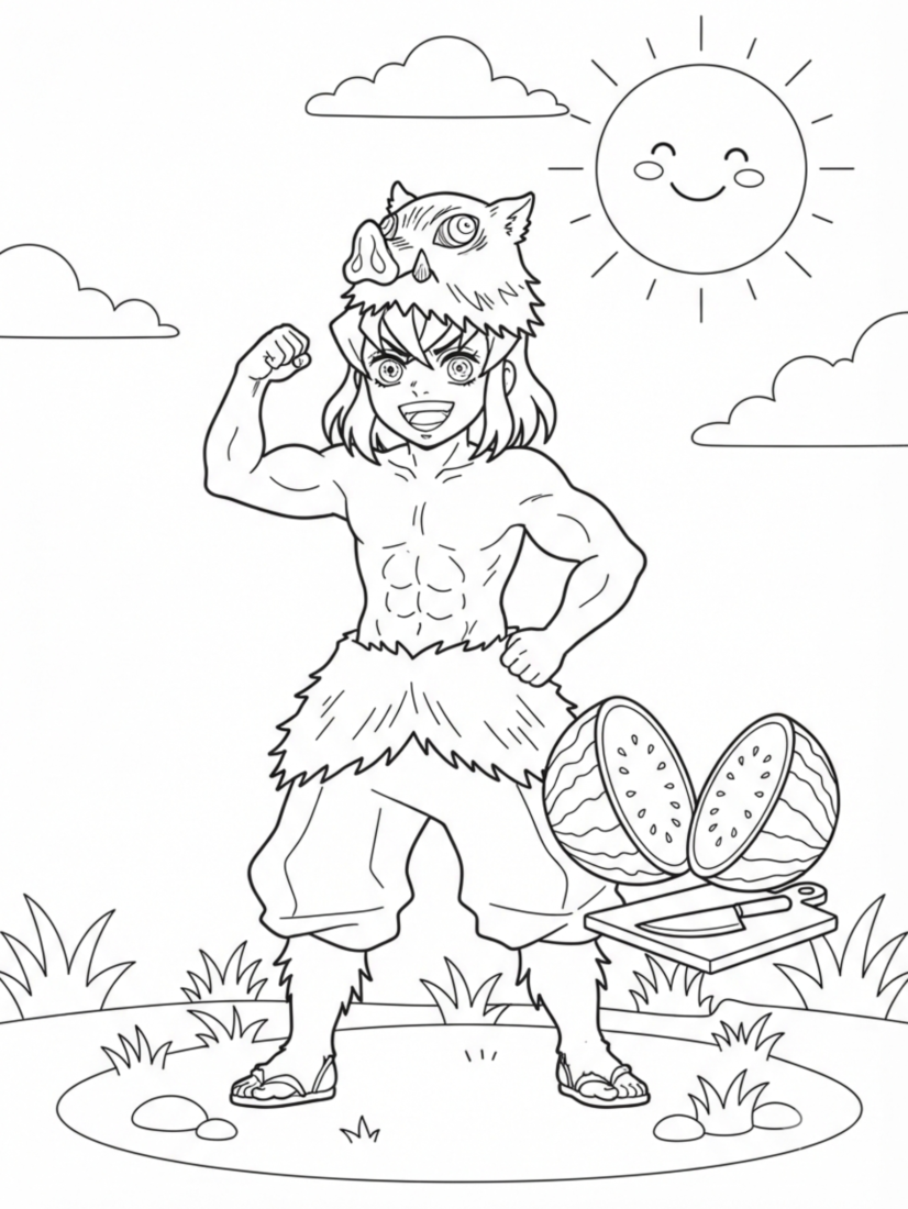 Inosuke Crushing a Watermelon