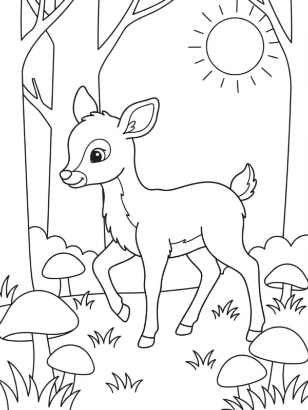 Little Deer Walking in the Woods