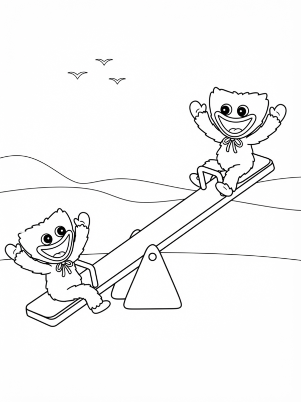 Mini Huggies Riding a Seesaw