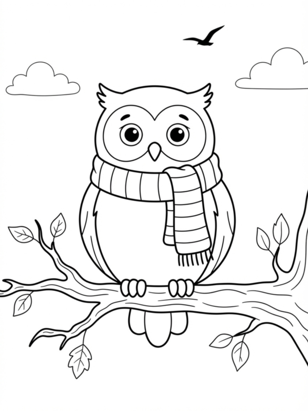 Owl Wearing a Cozy Scarf