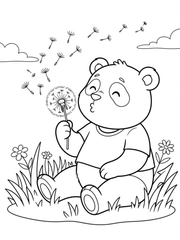 Panda Blowing Dandelion Seeds