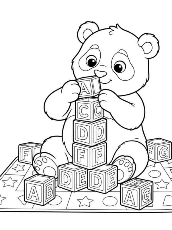 Panda Building with Blocks
