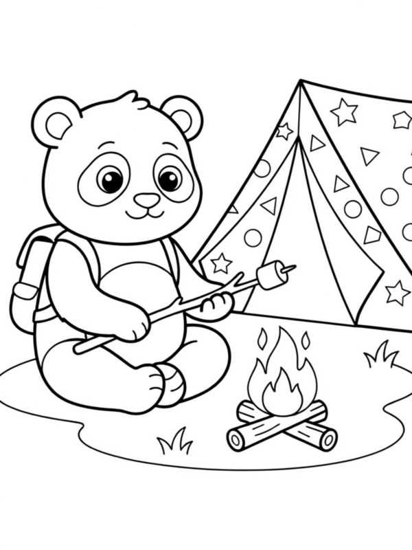 Panda Camping by a Tent