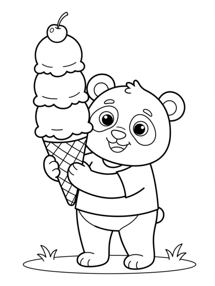Panda Eating Ice Cream