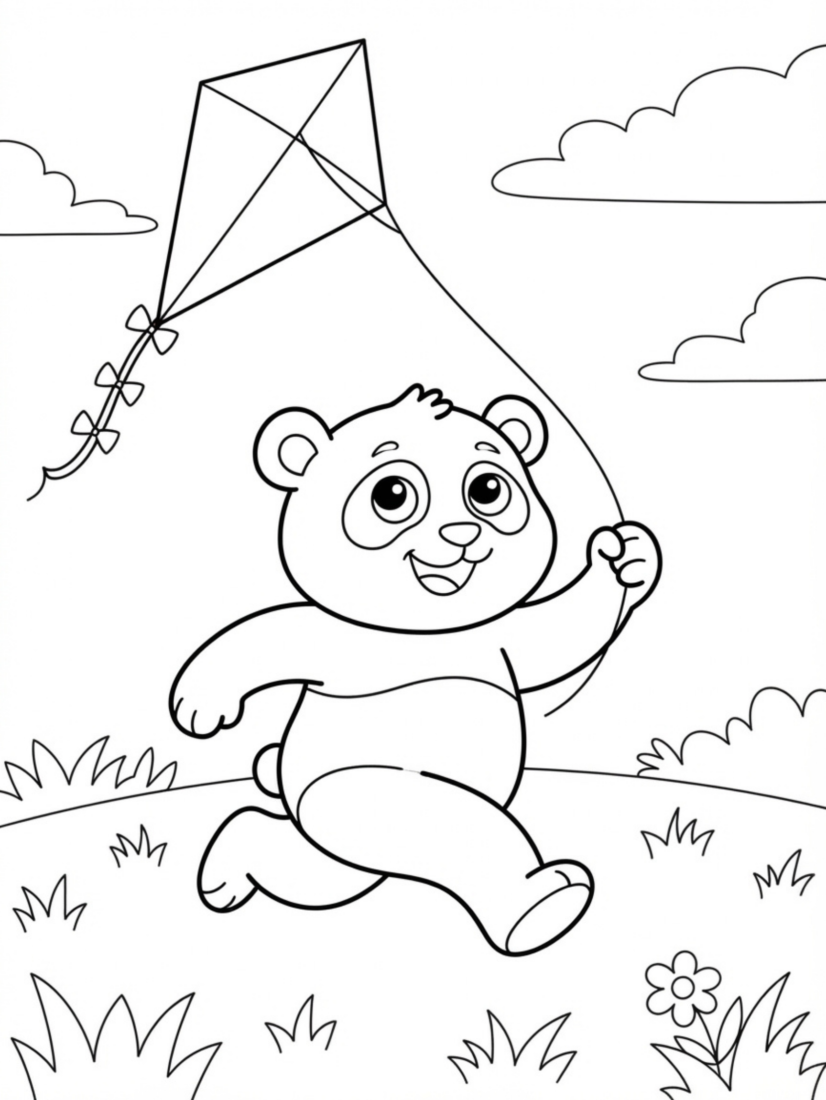 Panda Flying a Kite