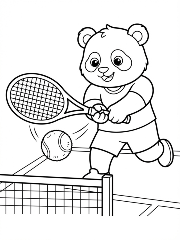 Panda Playing Tennis
