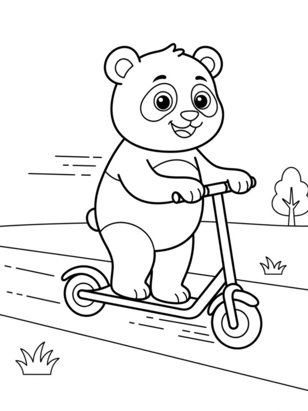 Panda Riding a Scooter