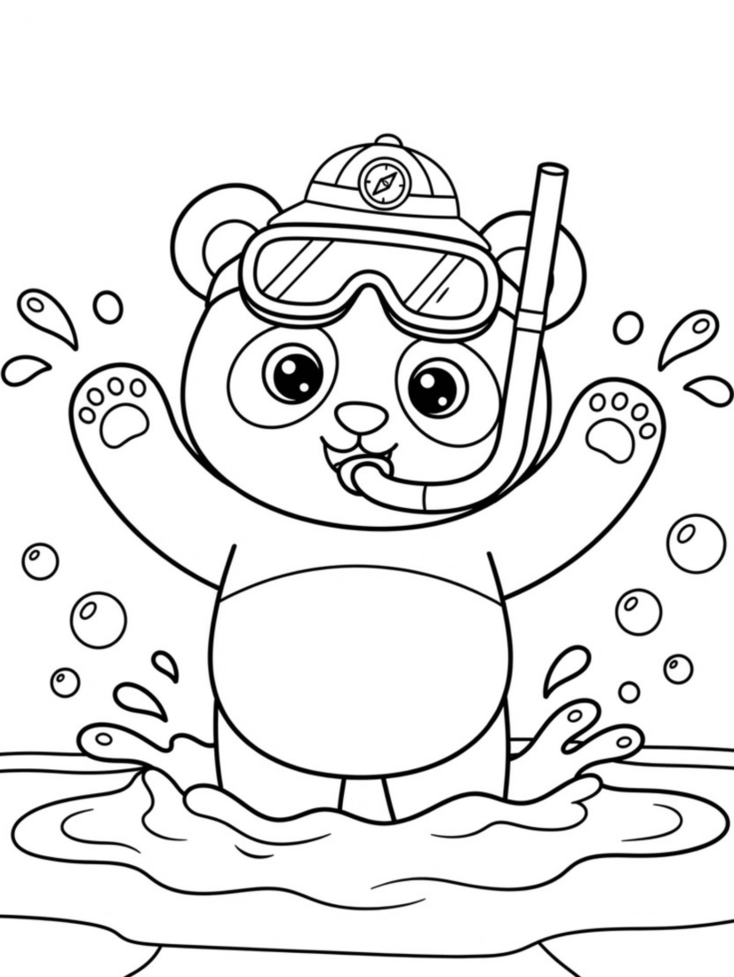 Panda Wearing Snorkel Gear