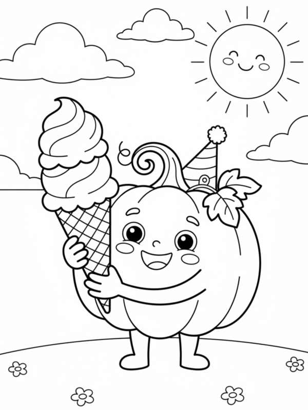Pumpkin Eating an Ice Cream Cone