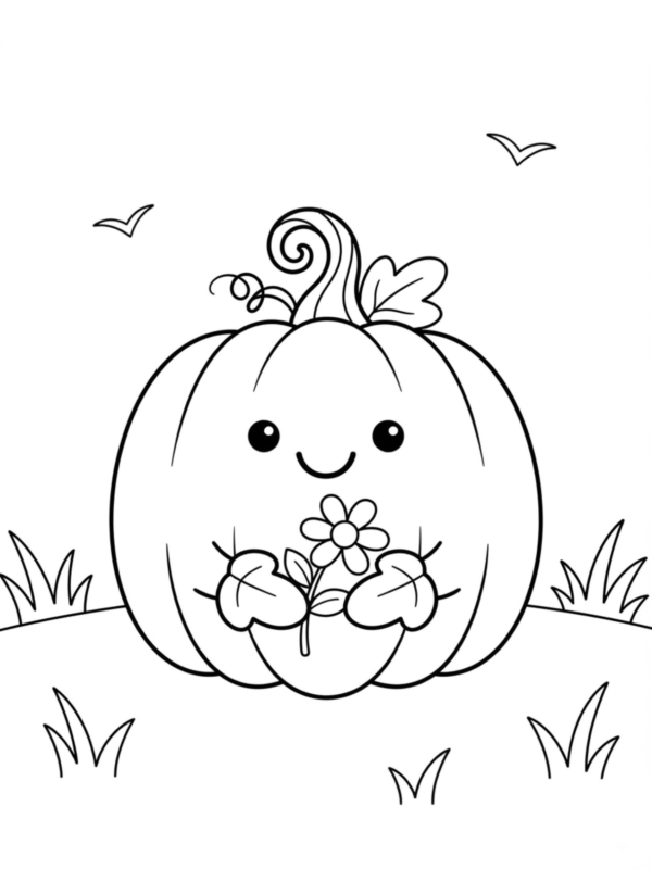 Pumpkin Holding a Flower