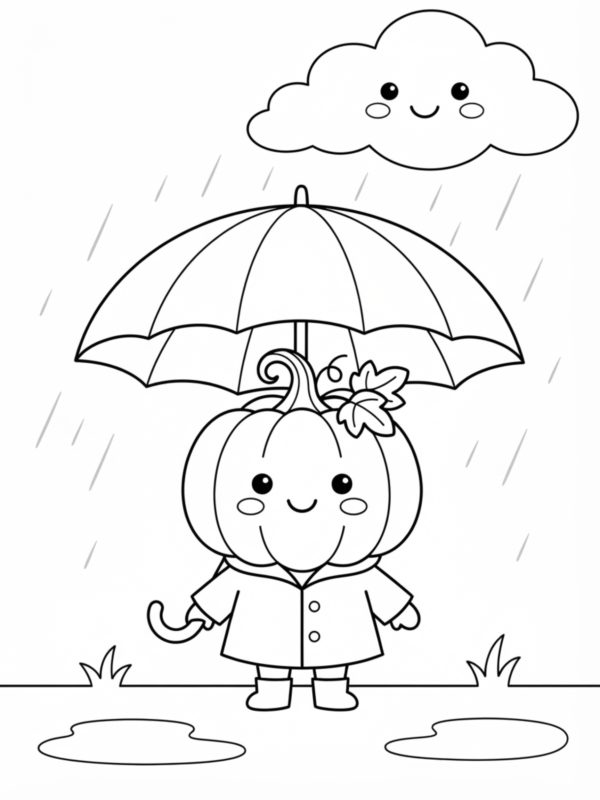 Pumpkin Holding an Open Umbrella