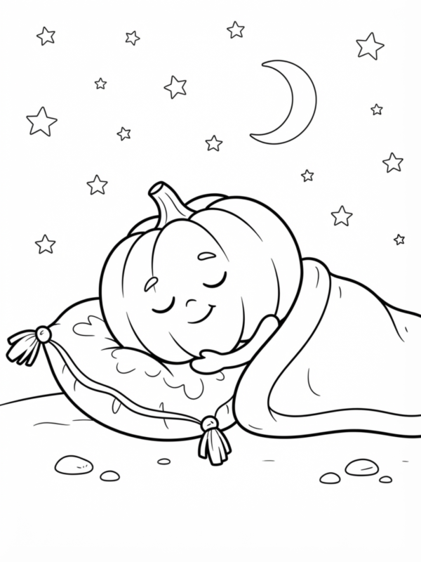 Pumpkin Resting on a Soft Pillow