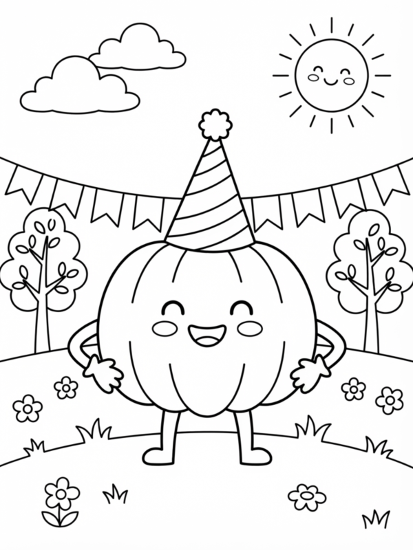 Pumpkin Wearing a Party Hat
