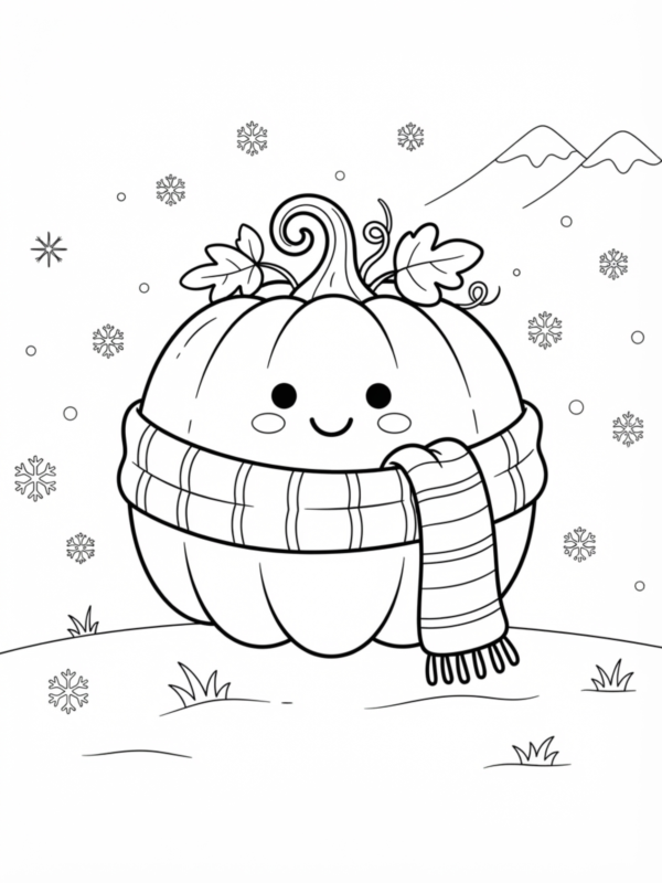 Pumpkin Wearing a Winter Scarf