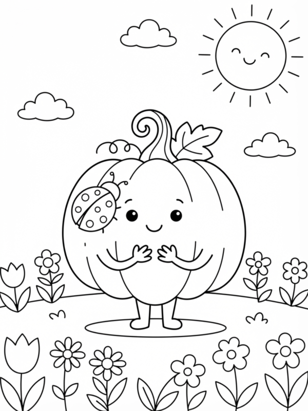 Pumpkin with a Ladybug on Its Cheek