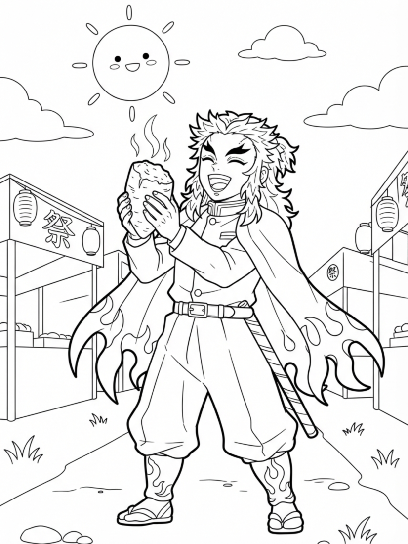 Rengoku Eating Sweet Potatoes