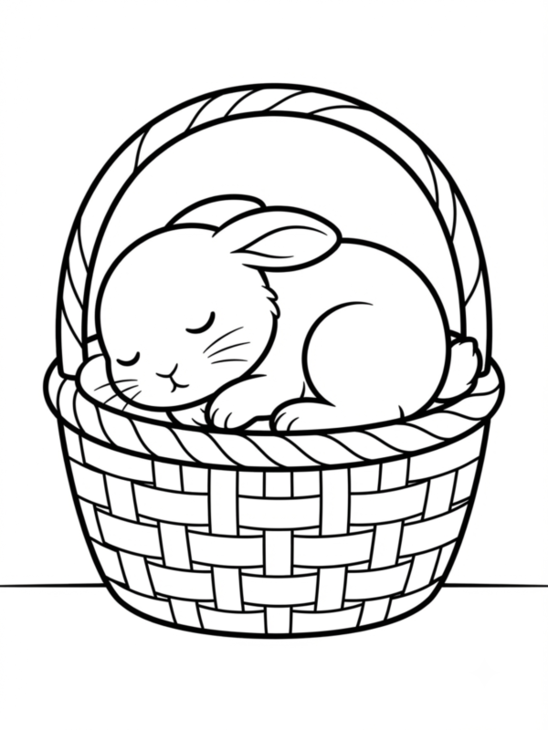 Sleeping Bunny in a Basket