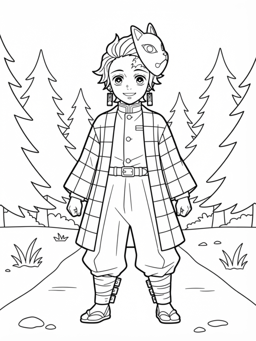 Tanjiro Wearing a Fox Mask