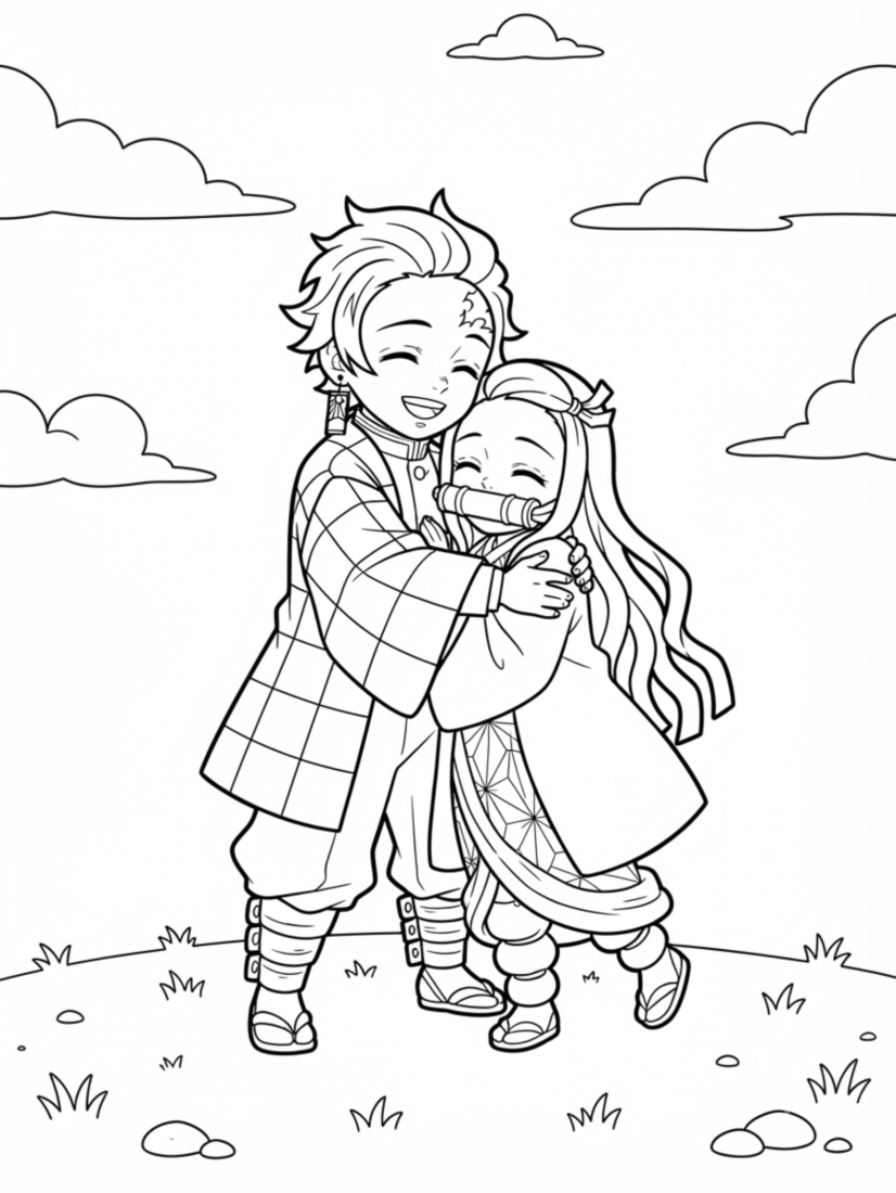 Tanjiro and Nezuko Hugging