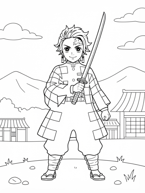 Tanjiro with His Nichirin Sword