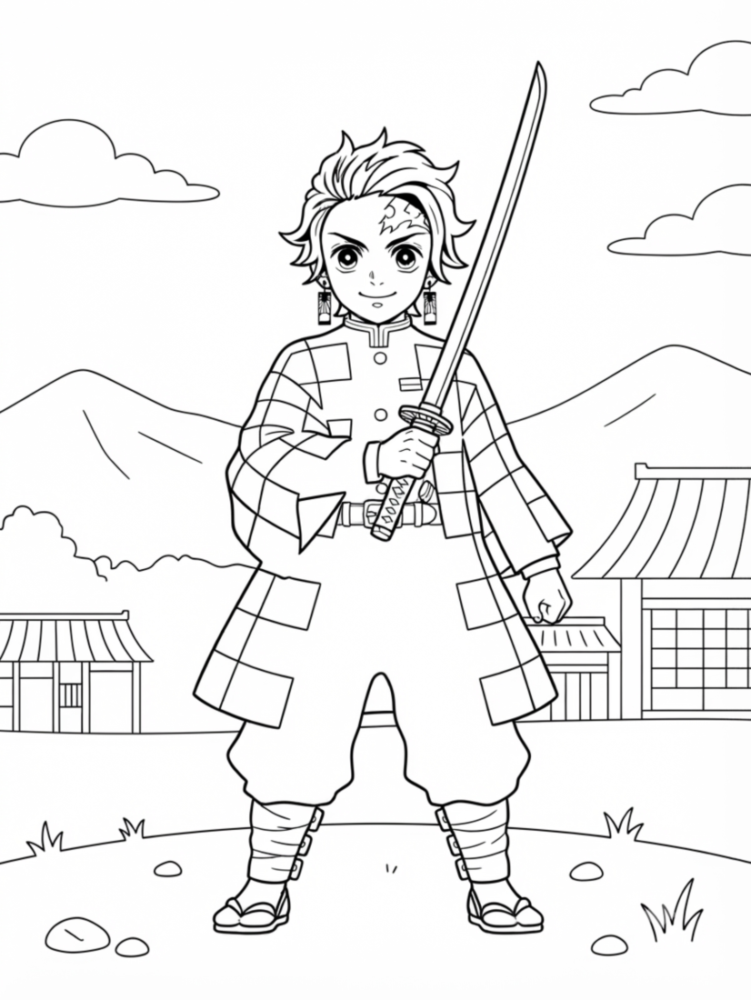 Tanjiro with His Nichirin Sword