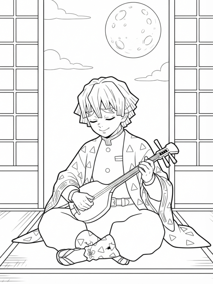 Zenitsu Playing a Tiny Instrument