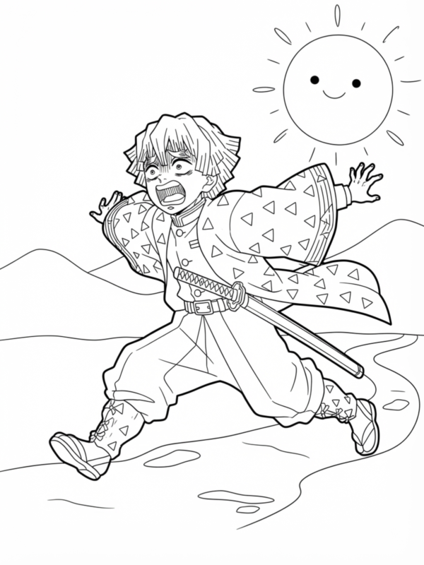Zenitsu Running Away Frightened