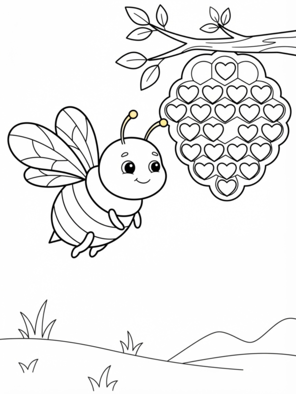Bee Delivering Honey Hearts