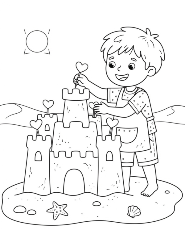 Building a Sandcastle with Love Flags