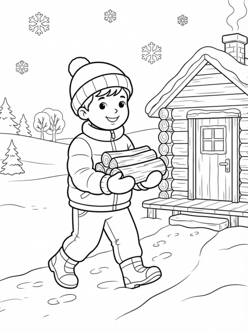 Carrying Firewood for the Cabin