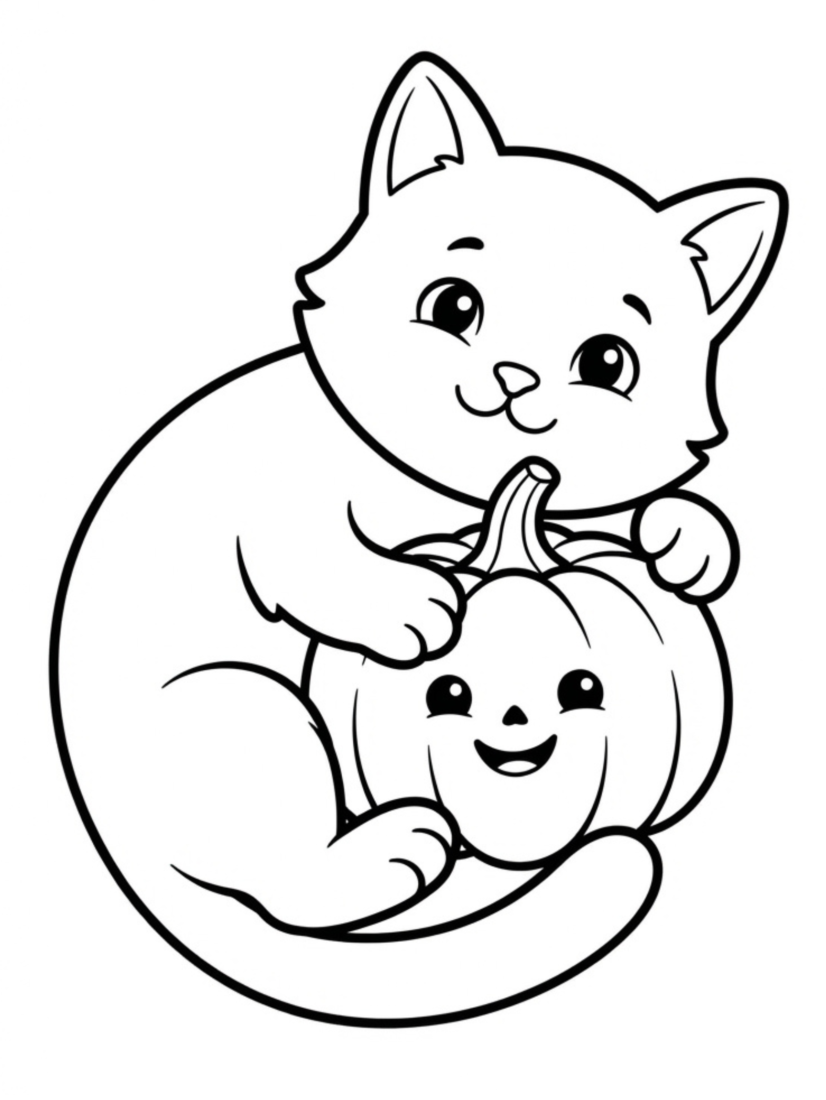 Cat and Pumpkin Hug