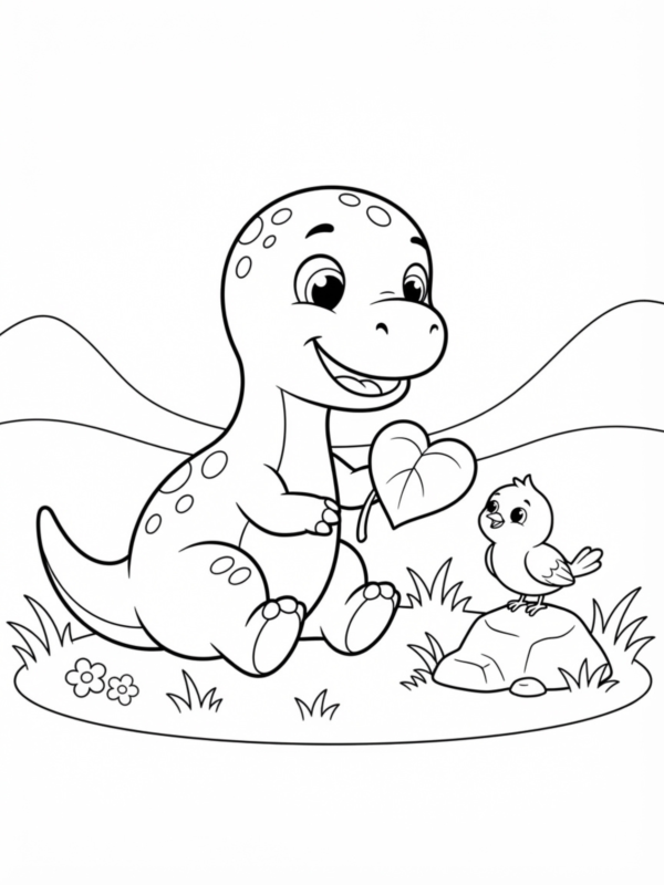 Dinosaur Sharing a Snack