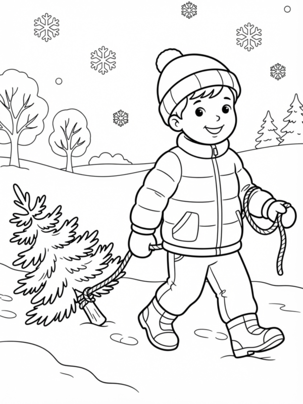 Dragging a Christmas Tree Home