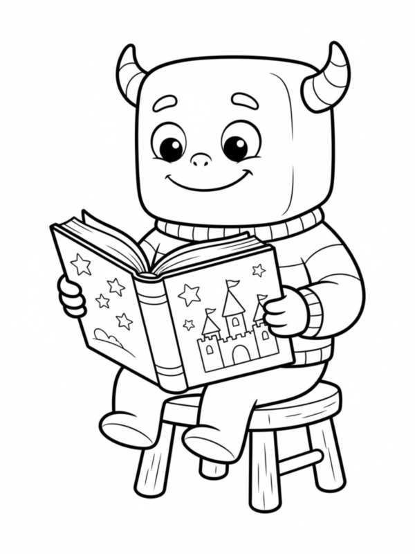 Frankenstein Monster Reading a Book