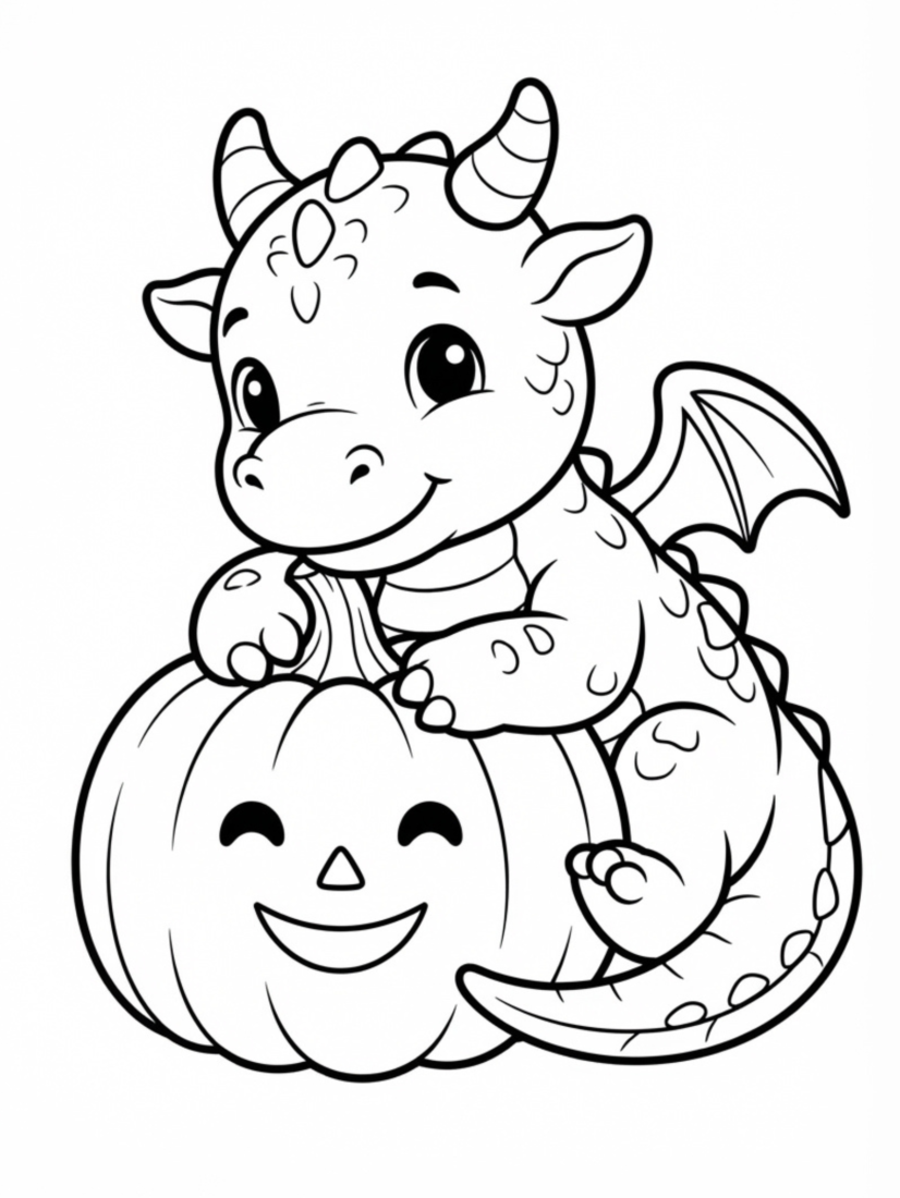 Friendly Dragon with Pumpkin