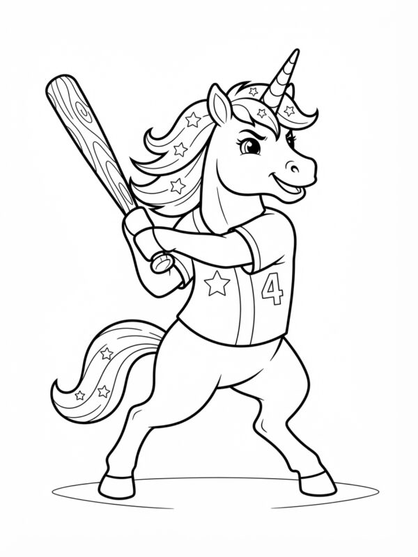 Unicorn Playing Baseball