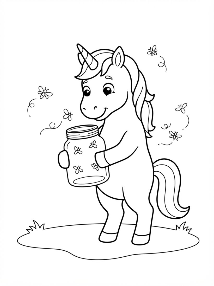 Unicorn Catching Fireflies in a Jar