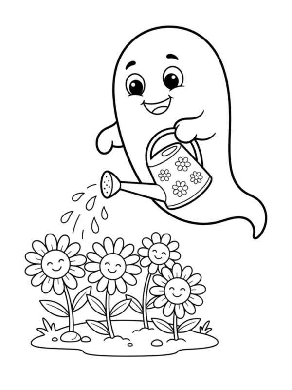 Ghost Watering Flowers