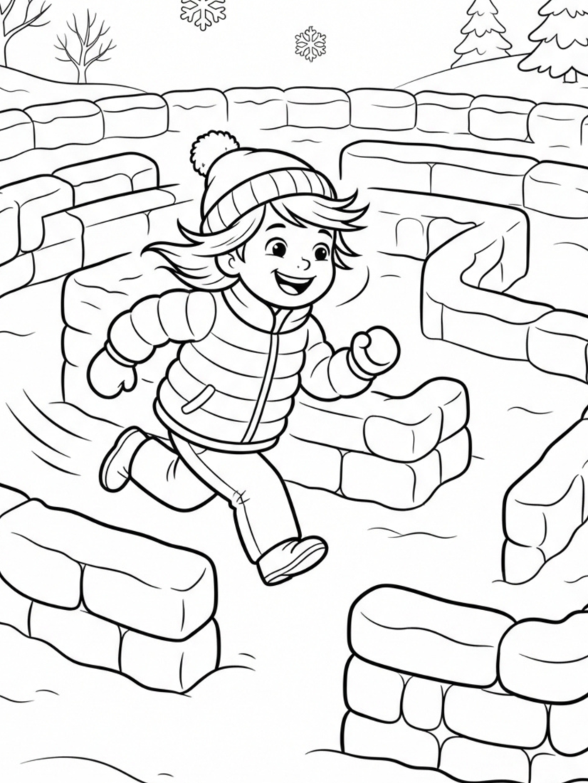Leaping Through a Snowbank Maze
