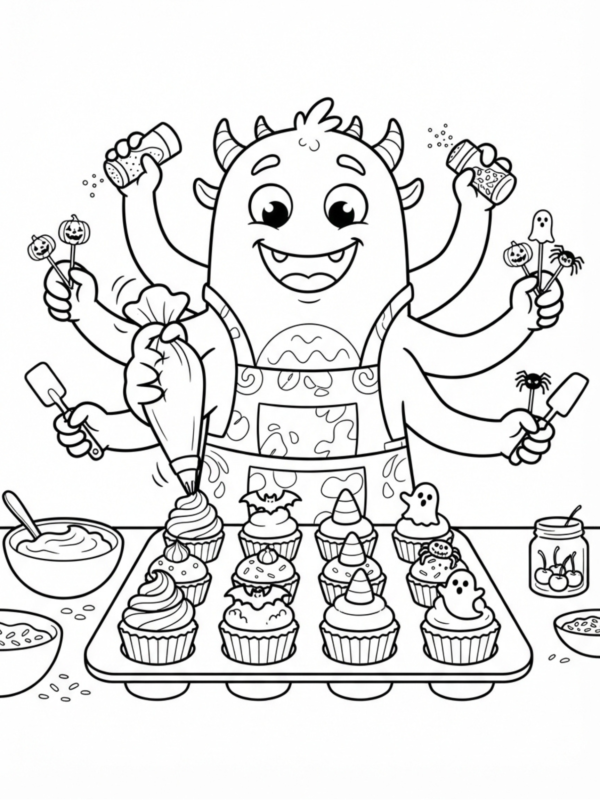 Monster Baking Cupcakes