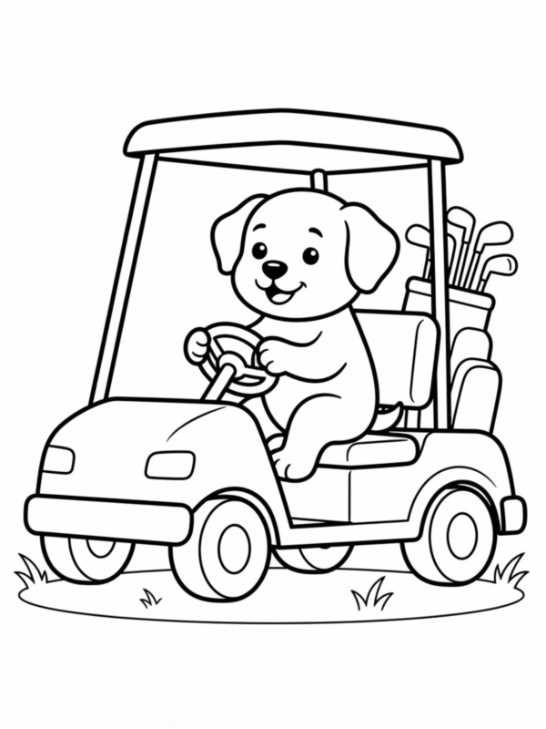 Puppy in a Golf Cart
