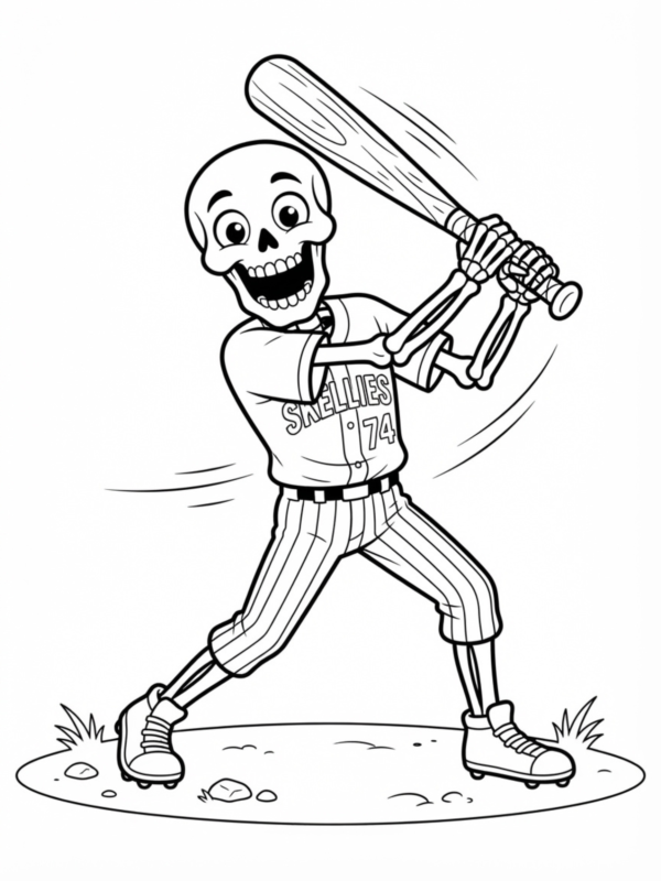 Skeleton Playing Baseball