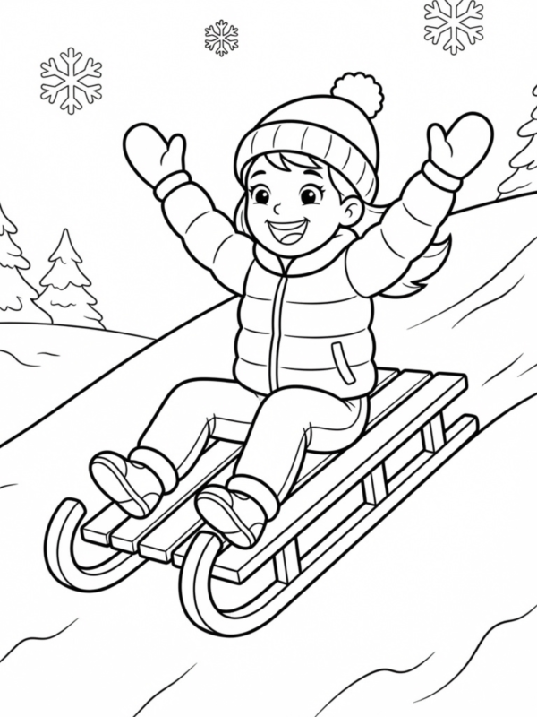 Sledding Down a Snowy Hill