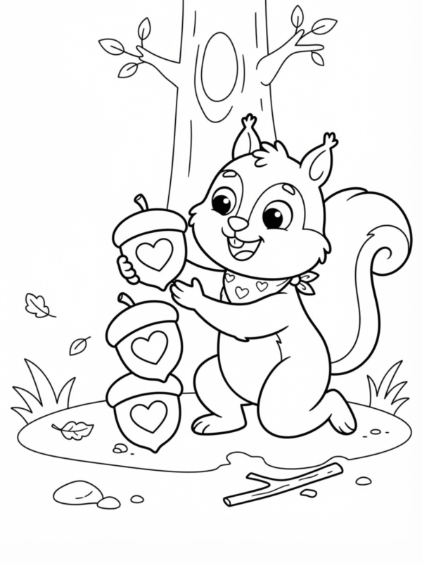 Squirrel Storing Heart Acorns
