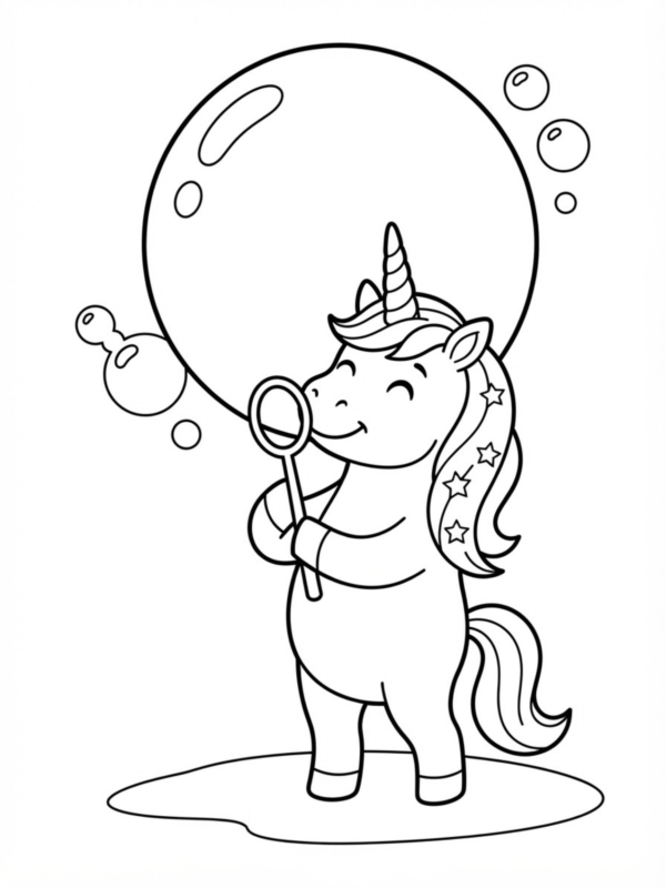 Unicorn Blowing Giant Soap Bubbles